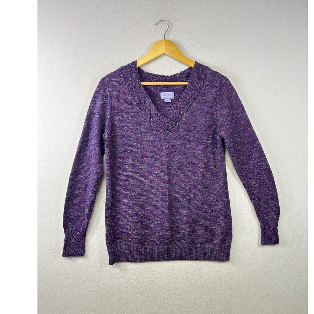 Laura Scott Women's M Multicolored V Neck Long Sleeve Knit Sweater
